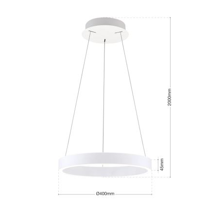 Dimbare LED-pendellamp aan kabel KOLK LED/40W/230V 2700/3000/4000K ø 40 cm wit