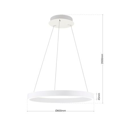 Orion - LED-dimbare hanglamp met kabel KOLK LED/60W/230V 2700/3000/4000K Ø 60 cm wit
