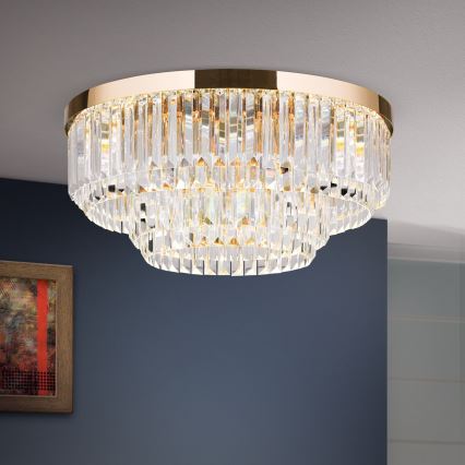 LED Dimbare kristallen plafondlamp PRISM LED/80W/230V diameter 55 cm 24K goud