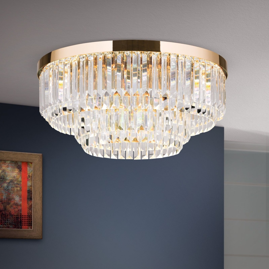 LED Dimbare kristallen plafondlamp PRISM LED/80W/230V diameter 55 cm 24K goud