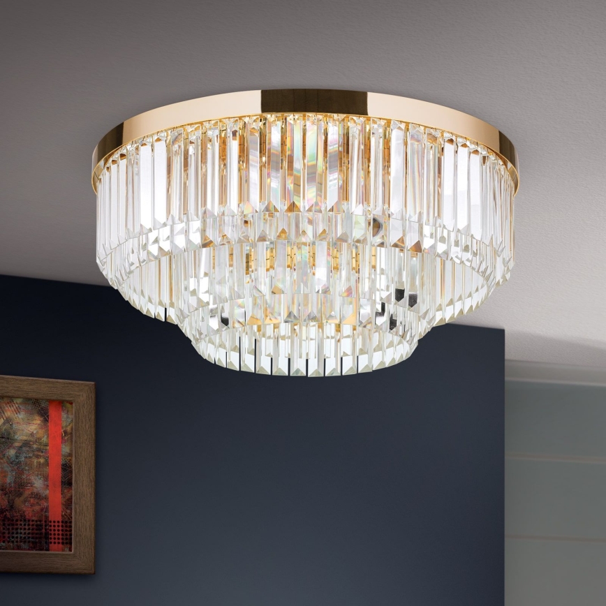 LED Dimbare kristallen plafondlamp PRISM LED/80W/230V diameter 55 cm 24K goud
