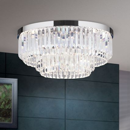 LED Dimbare kristallen plafondlamp PRISM LED/80W/230V diameter 55 cm glanzend chroom