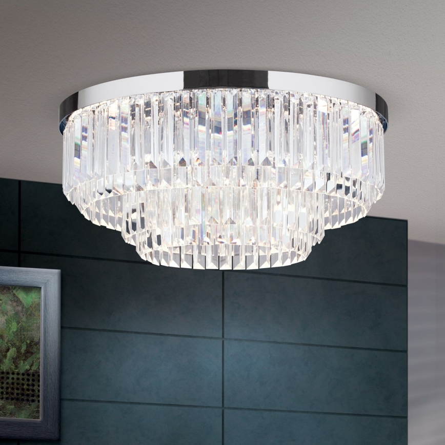 LED Dimbare kristallen plafondlamp PRISM LED/80W/230V diameter 55 cm glanzend chroom
