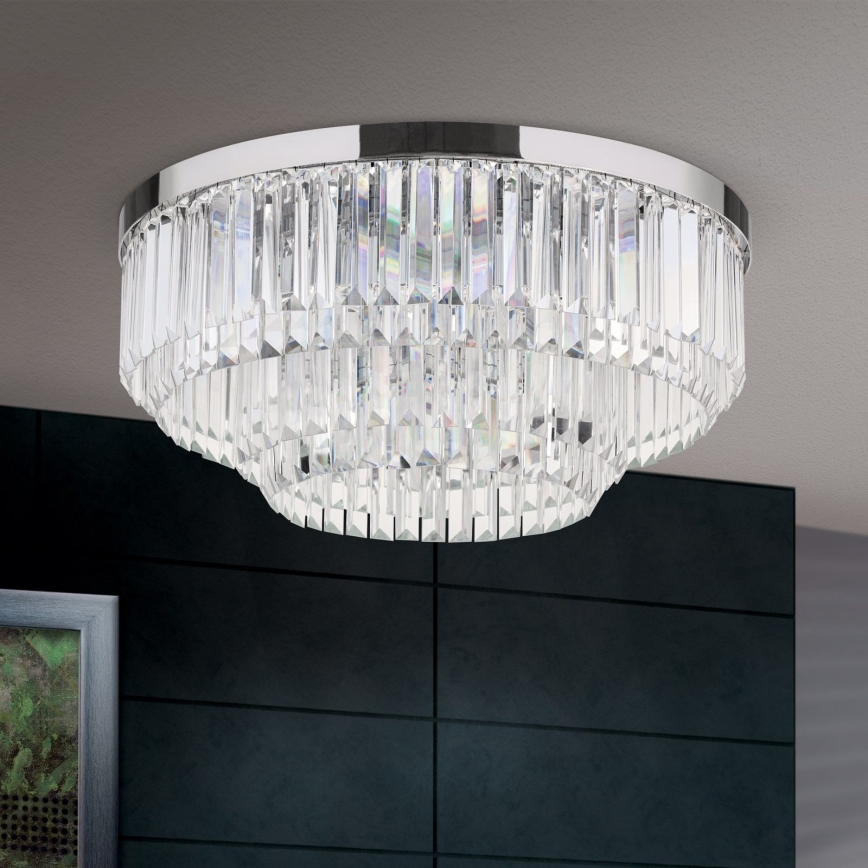 LED Dimbare kristallen plafondlamp PRISM LED/80W/230V diameter 55 cm glanzend chroom
