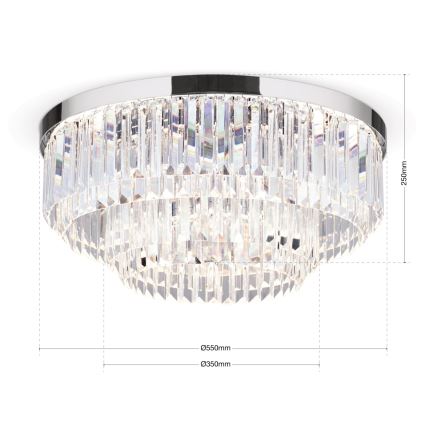 LED Dimbare kristallen plafondlamp PRISM LED/80W/230V diameter 55 cm glanzend chroom