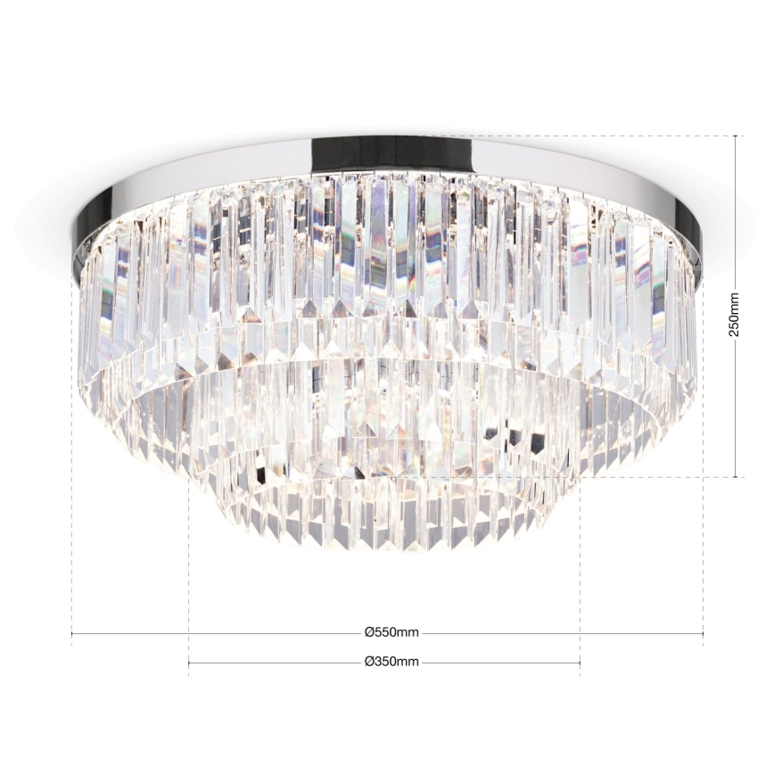 LED Dimbare kristallen plafondlamp PRISM LED/80W/230V diameter 55 cm glanzend chroom