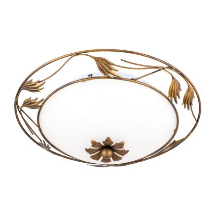 Plafondlamp FLEUR 2xE27/60W/230V diameter 40 cm brons