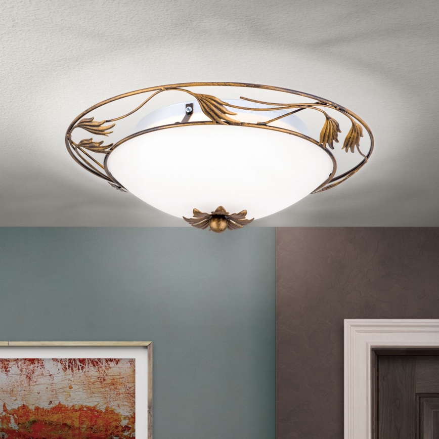 Plafondlamp FLEUR 2xE27/60W/230V diameter 40 cm brons