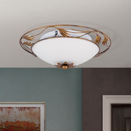 Plafondlamp FLEUR 2xE27/60W/230V diameter 40 cm brons