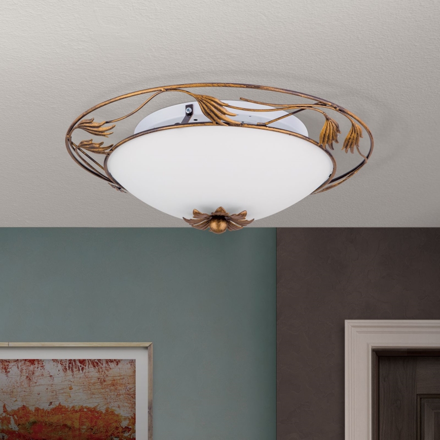 Plafondlamp FLEUR 2xE27/60W/230V diameter 40 cm brons