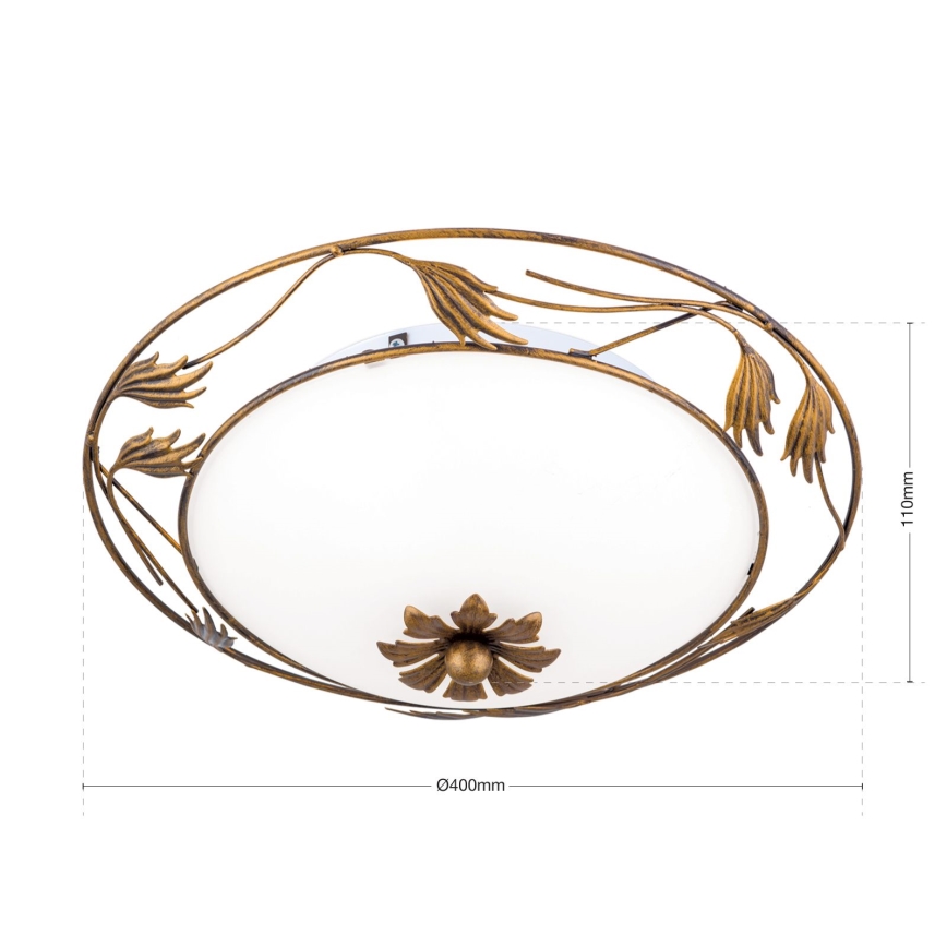 Plafondlamp FLEUR 2xE27/60W/230V diameter 40 cm brons