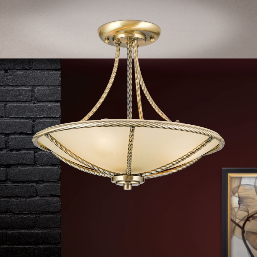 Hanglamp met vaste pendel MAURO 3xE27/60W/230V diameter 42 cm brons