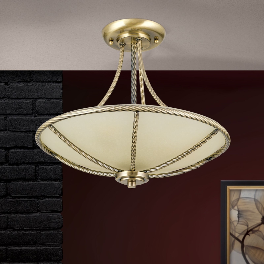 Hanglamp met vaste pendel MAURO 3xE27/60W/230V diameter 42 cm brons