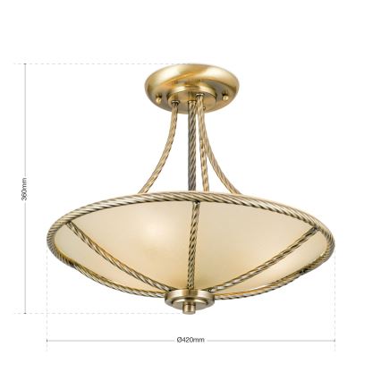 Hanglamp met vaste pendel MAURO 3xE27/60W/230V diameter 42 cm brons