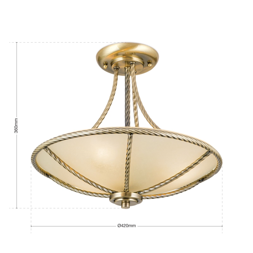 Hanglamp met vaste pendel MAURO 3xE27/60W/230V diameter 42 cm brons
