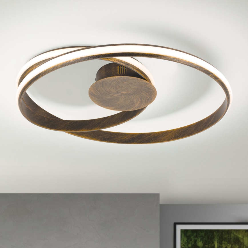 Dimbare LED Plafondlamp CIRCUS LED/30W/230V bruin/patina
