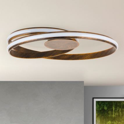 Dimbare LED Plafondlamp CIRCUS LED/30W/230V bruin/patina