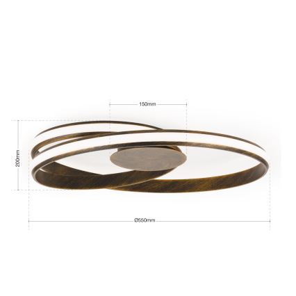 Dimbare LED Plafondlamp CIRCUS LED/30W/230V bruin/patina