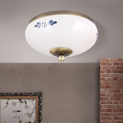 Plafondlamp LANDHAUS 1xE27/60W/230V diameter 21 cm brons/wit