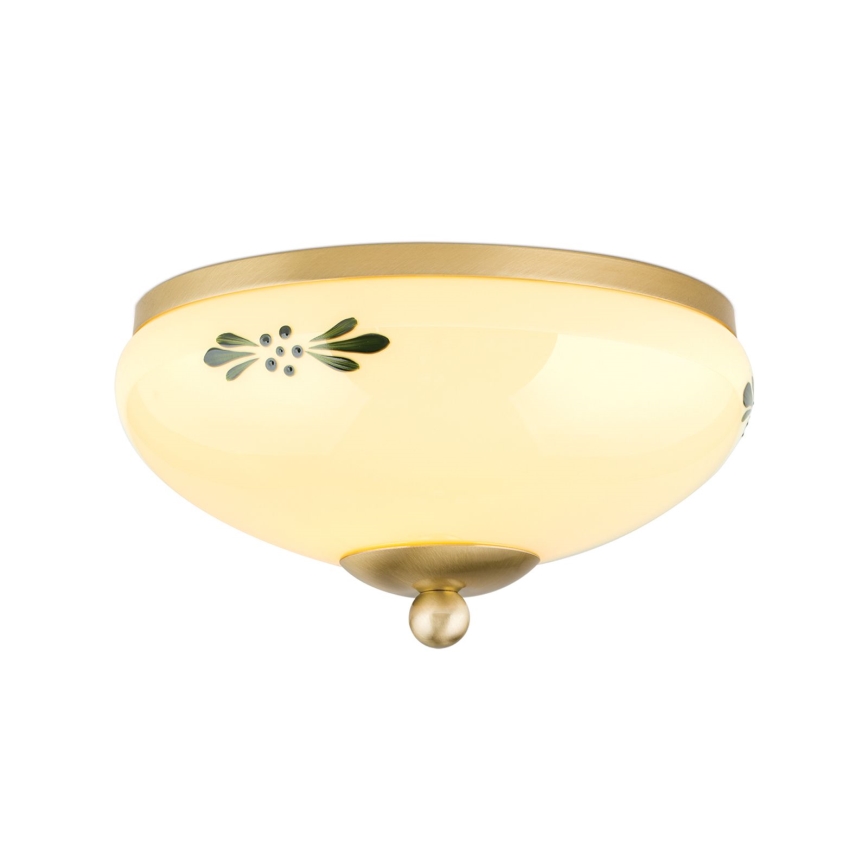 Plafondlamp LANDHAUS 1xE27/60W/230V diameter 21 cm messing/beige
