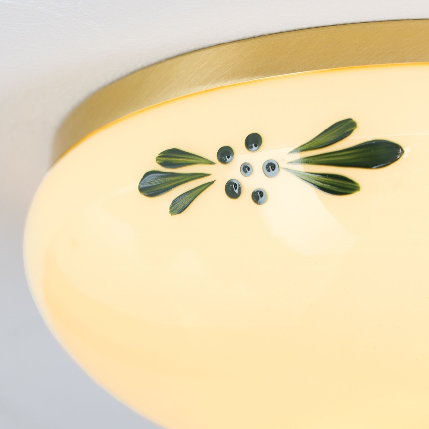 Plafondlamp LANDHAUS 1xE27/60W/230V diameter 21 cm messing/beige