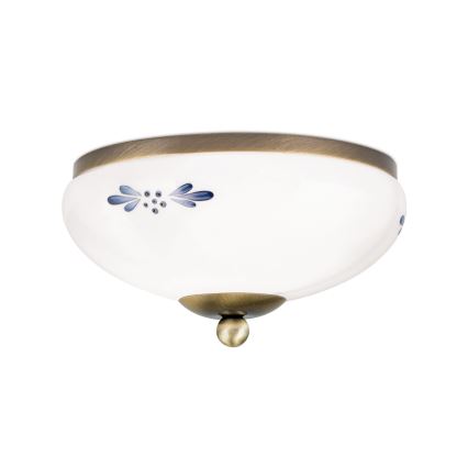 Plafondlamp LANDHAUS 1xE27/60W/230V Ø 21 cm brons/wit/blauw