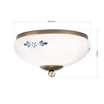Plafondlamp LANDHAUS 1xE27/60W/230V Ø 21 cm brons/wit/blauw