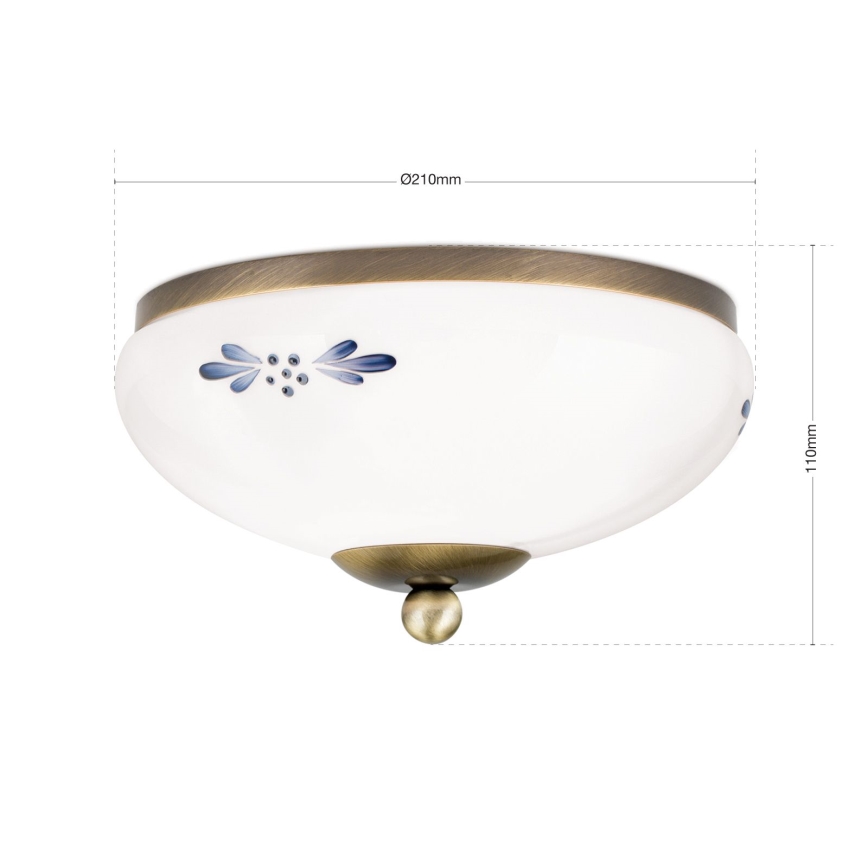 Plafondlamp LANDHAUS 1xE27/60W/230V Ø 21 cm brons/wit/blauw