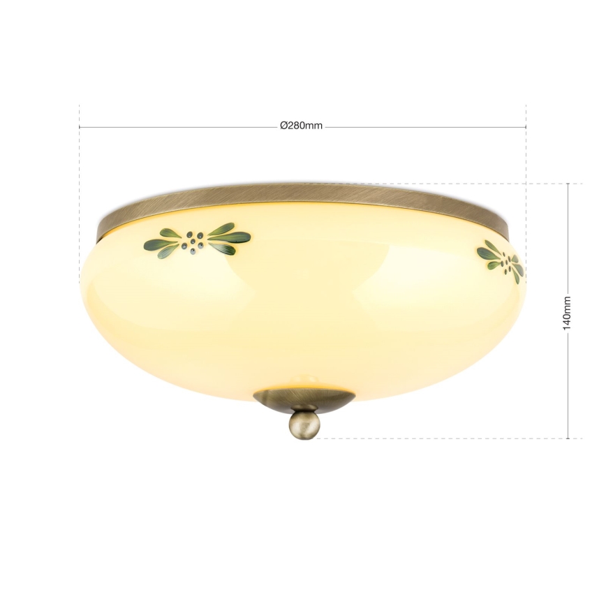 Plafondlamp LANDHAUS 2xE27/60W/230V diameter 28 cm brons/beige