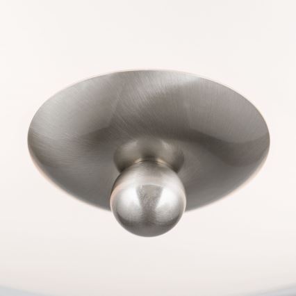 Plafondlamp LANDHAUS 2xE27/60W/230V diameter 28 cm mat chroom/wit