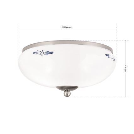 Plafondlamp LANDHAUS 2xE27/60W/230V diameter 28 cm mat chroom/wit