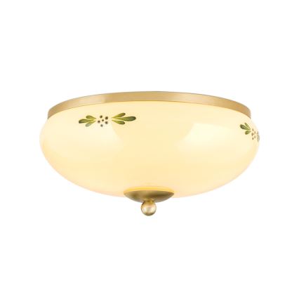 Plafondlamp LANDHAUS 2xE27/60W/230V Ø 28 cm messing/beige/groen