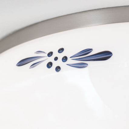 Plafondlamp LANDHAUS 2xE27/60W/230V Ø 28 cm mat chroom/wit/blauw