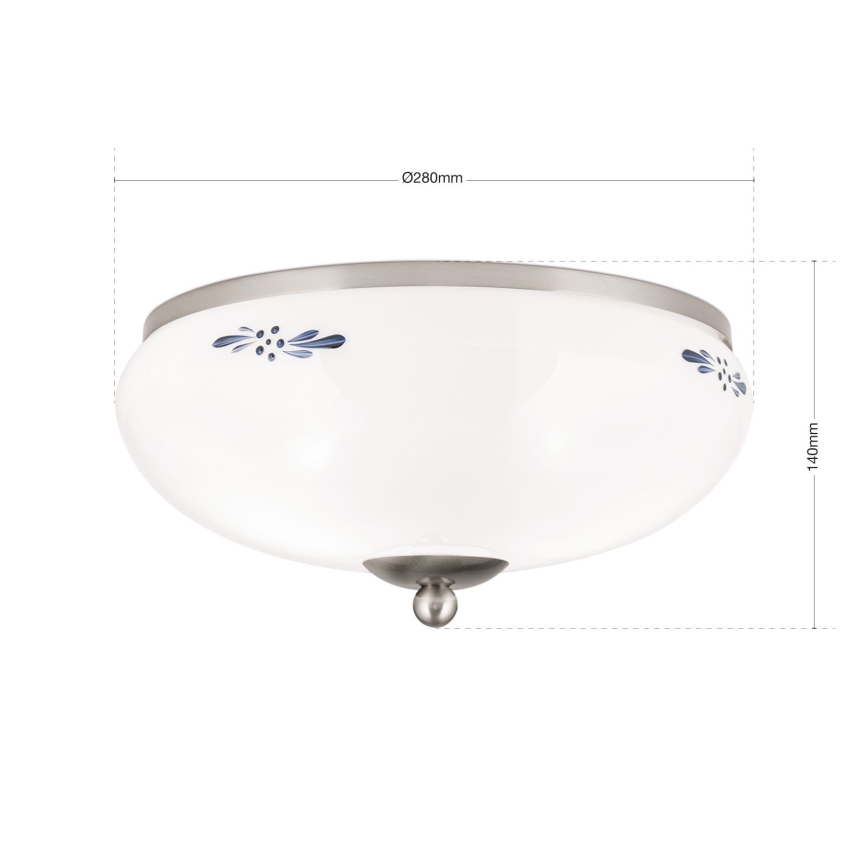 Plafondlamp LANDHAUS 2xE27/60W/230V Ø 28 cm mat chroom/wit/blauw