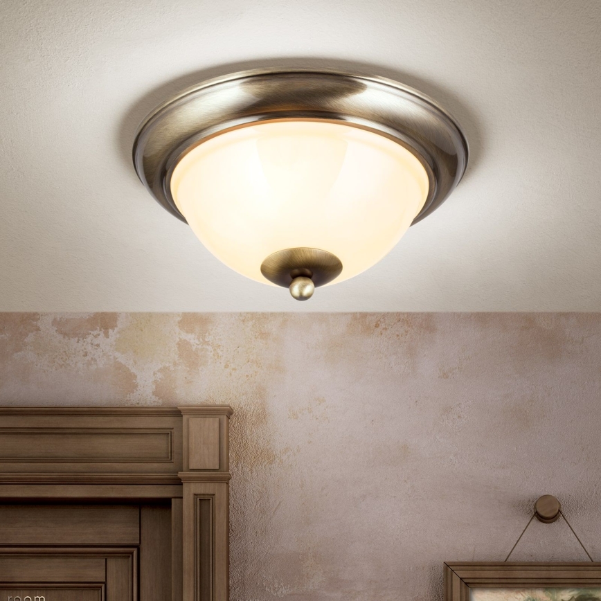 Plafondlamp AUSTRIAN OLD LAMP 2xE27/60W/230V diameter 27 cm brons/beige