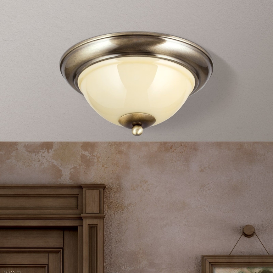 Plafondlamp AUSTRIAN OLD LAMP 2xE27/60W/230V diameter 27 cm brons/beige