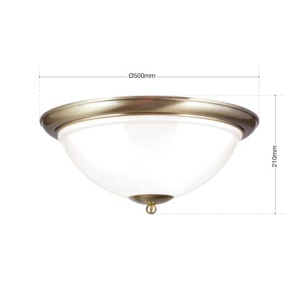 Plafondlamp AUSTRIAN OLD LAMP 3xE27/60W/230V diameter 50 cm brons/wit