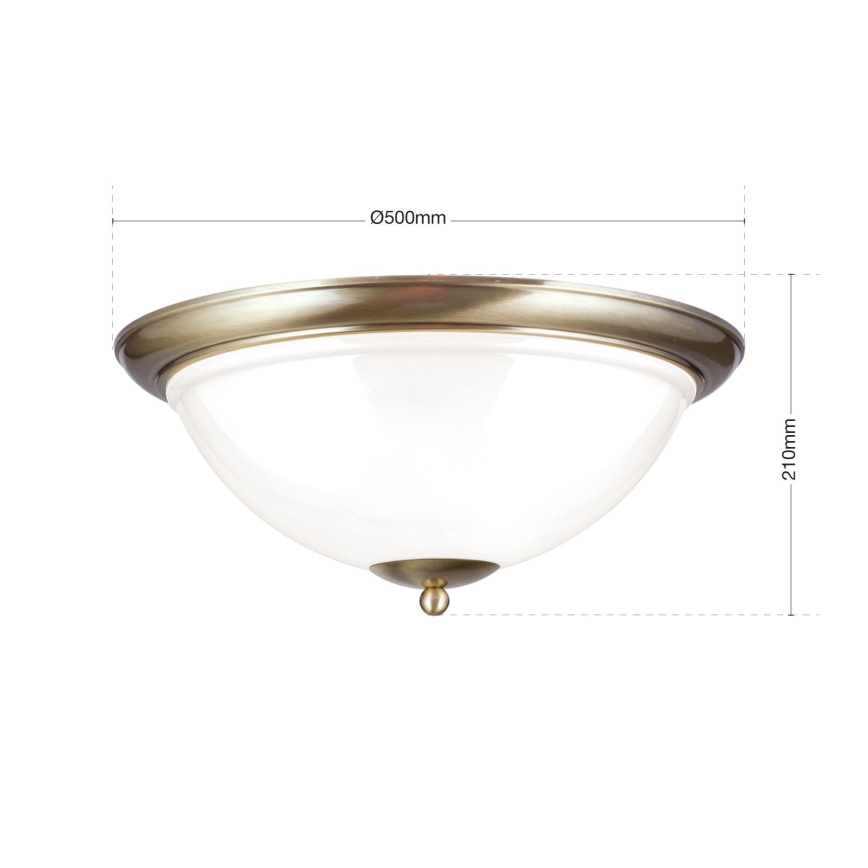Plafondlamp AUSTRIAN OLD LAMP 3xE27/60W/230V diameter 50 cm brons/wit