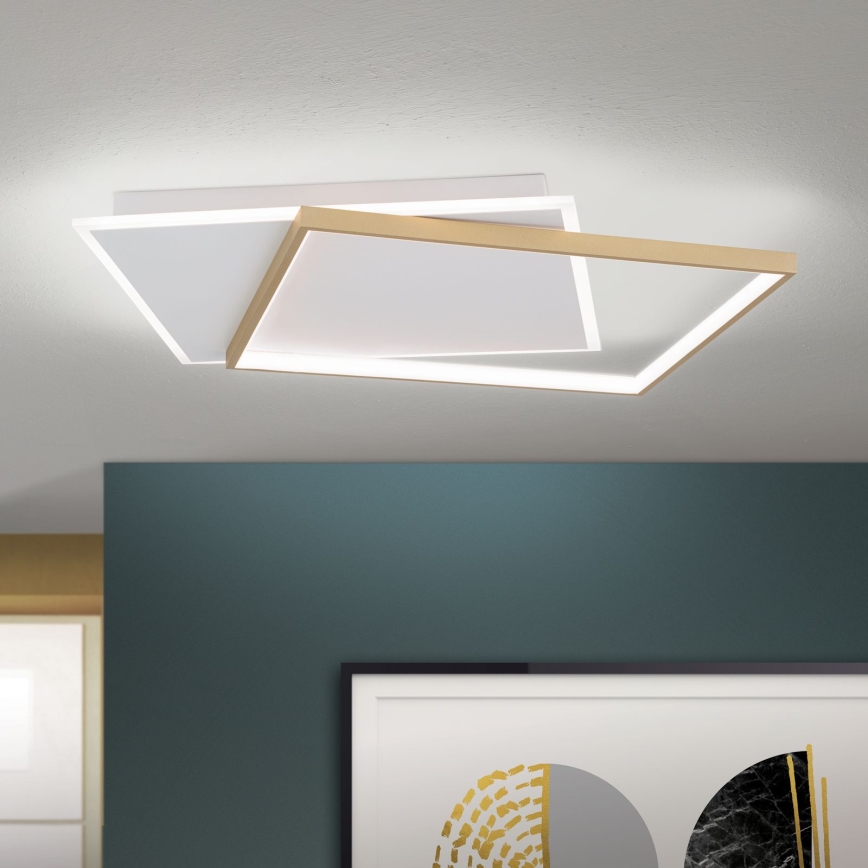 Dimbare LED Plafondlamp EMANUEL LED/50W/230V wit/goud