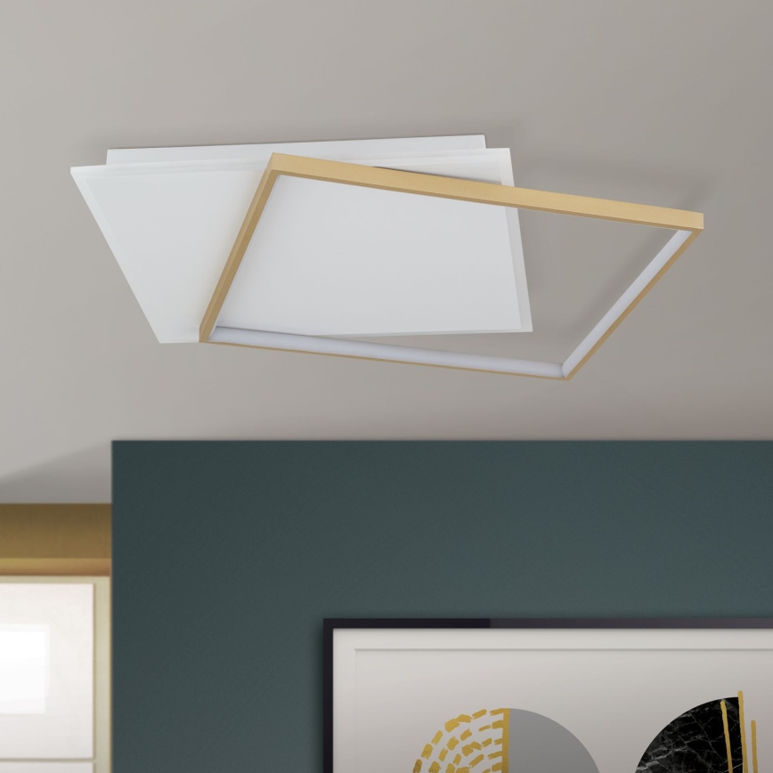 Dimbare LED Plafondlamp EMANUEL LED/50W/230V wit/goud