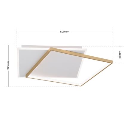 Dimbare LED Plafondlamp EMANUEL LED/50W/230V wit/goud