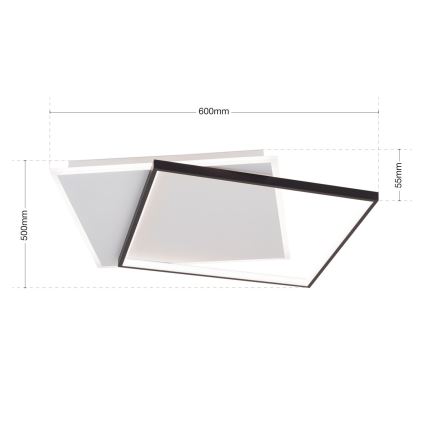 Dimbare LED Plafondlamp EMANUEL LED/50W/230V wit/zwart