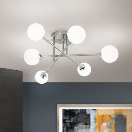 Bevestigde hanglamp SNOWWHITE 6xG9/20W/230V diameter 84 cm mat chroom