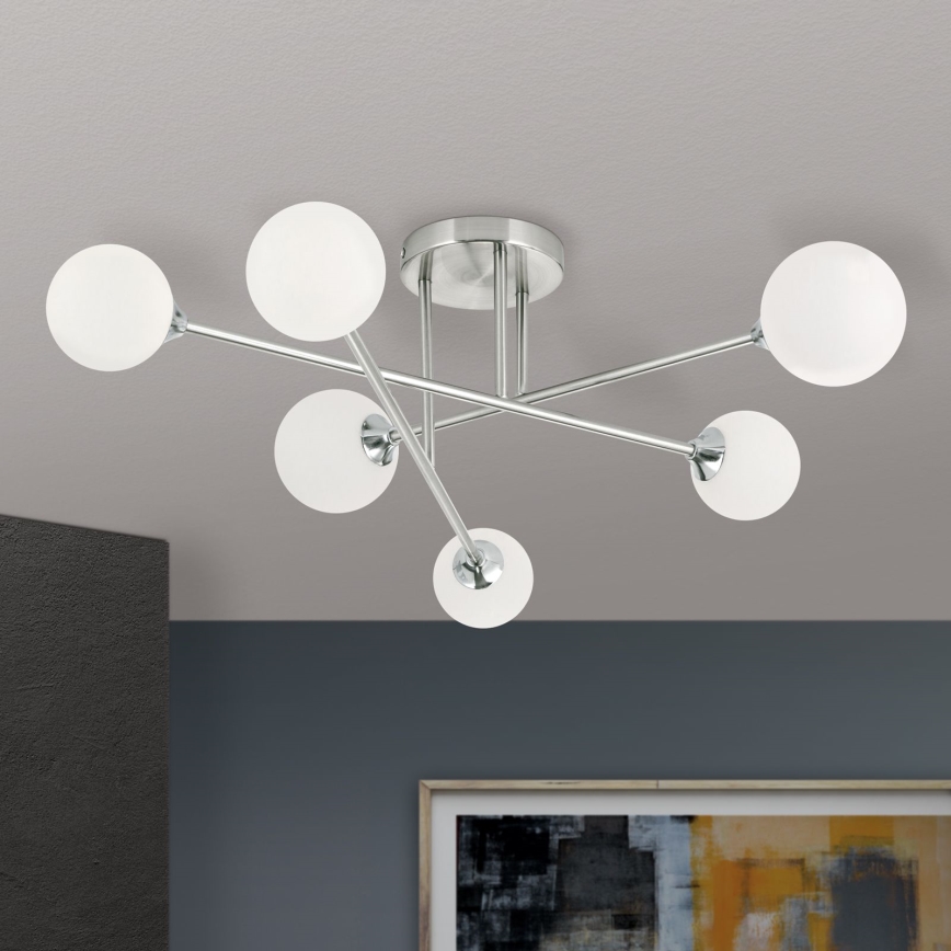 Bevestigde hanglamp SNOWWHITE 6xG9/20W/230V diameter 84 cm mat chroom