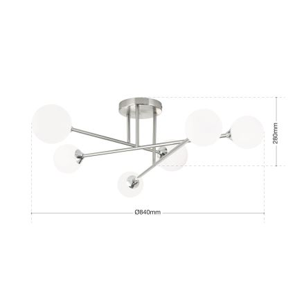 Bevestigde hanglamp SNOWWHITE 6xG9/20W/230V diameter 84 cm mat chroom