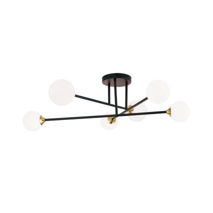 Bevestigde hanglamp SNOWWHITE 6xG9/20W/230V diameter 84 cm zwart/goud