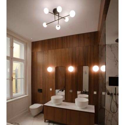 Bevestigde hanglamp SNOWWHITE 6xG9/20W/230V diameter 84 cm zwart/goud