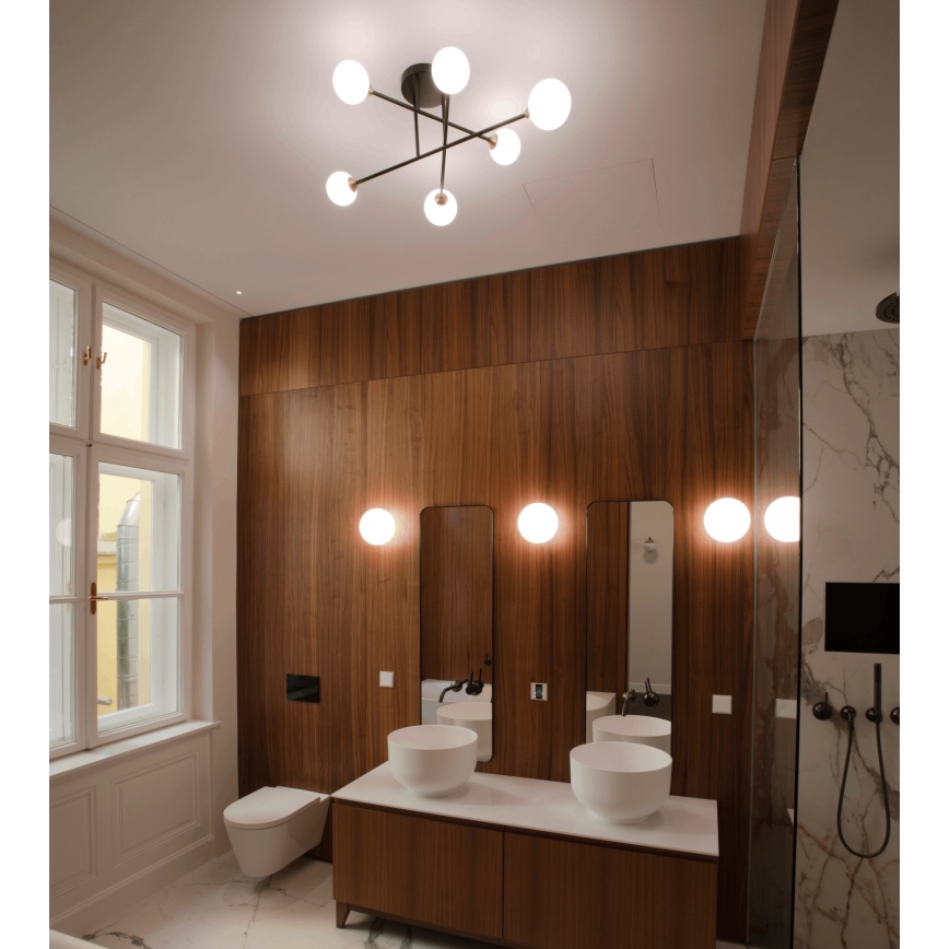 Bevestigde hanglamp SNOWWHITE 6xG9/20W/230V diameter 84 cm zwart/goud