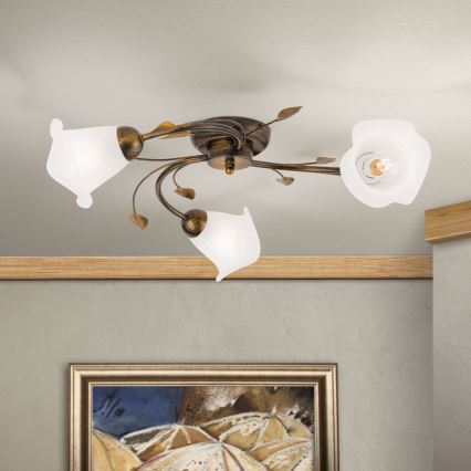 Bevestigde hanglamp SISI 3xE14/40W/230V diameter 60 cm brons/patina