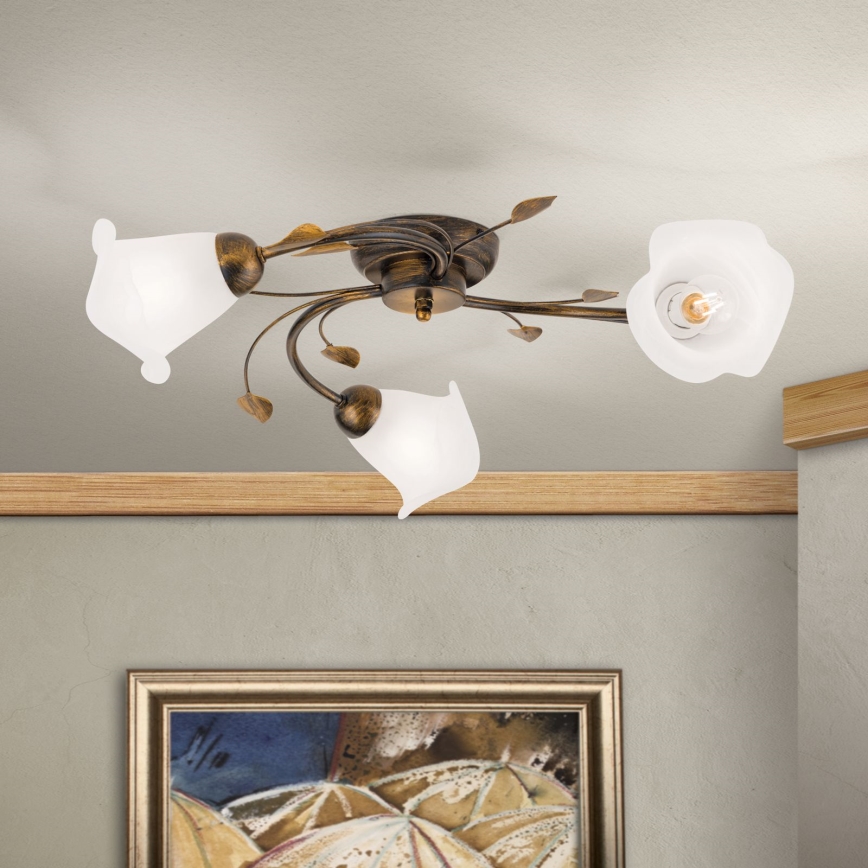 Bevestigde hanglamp SISI 3xE14/40W/230V diameter 60 cm brons/patina